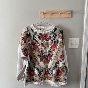 Vintage Crystal-Kobe cottagecore floral sweater